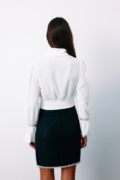 Sateen Aksesuar Detaylı Bluz - Ekru