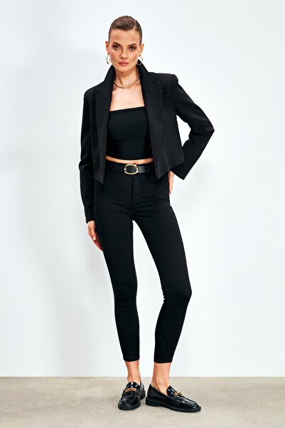 Sateen Black Skinny Leg Stretch Pants