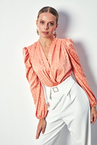 Sateen Μπλούζα με διπλό σχέδιο - Σομόν