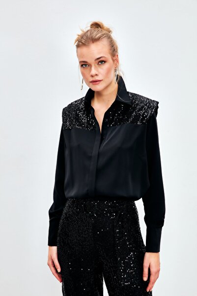 Sateen Padded Casual Shirt - BLACK