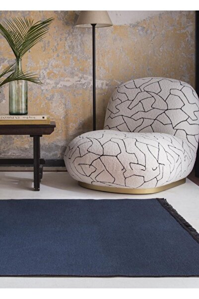 Jassrug Saçaklı Dokuma Kilim 120x180 Petrol Mavi