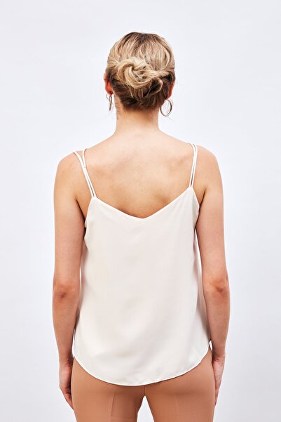 Sateen Bluză cu bretele încrucișate - Bej