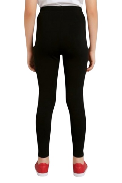 TAMGÜN Kız Çocuk Siyah Pamuklu Likralı İçi Tüylü Kalın Kışlık Okul Taytı