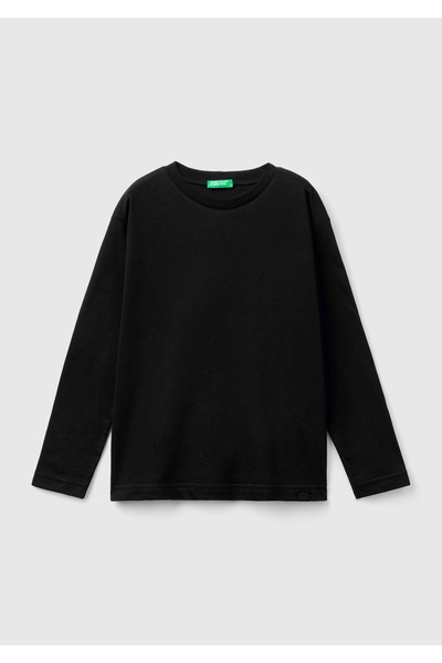 United Colors of Benetton Tricou de bază negru pentru băiat