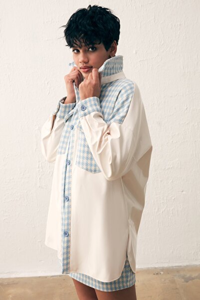 Sateen Rugan Kazayağı Gömlek - Bebe Mavi