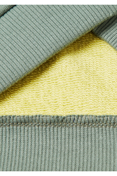 United Colors of Benetton Hanorac pentru băieți, galben-gri, cu detaliu de logo, cu fermoar în față și detaliu din ribață