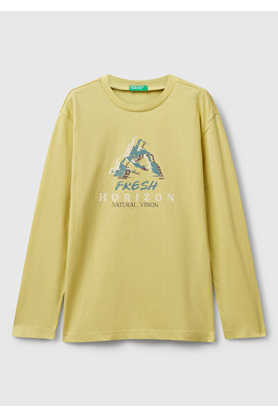 United Colors of Benetton Μακρυμάνικο μπλουζάκι από ζέρσεϊ για αγόρια με στάμ...