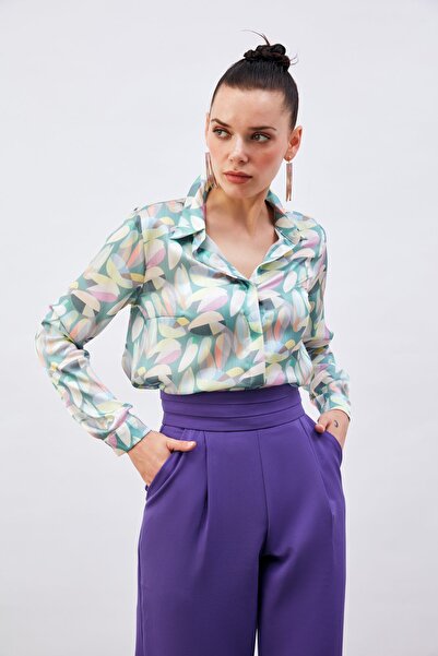 Sateen Cămașă lungă cu imprimeu Mint