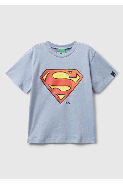 United Colors of Benetton Tricou din jerseu pentru băieți, albastru, cu etich...