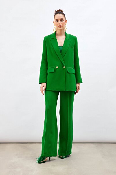 Sateen Пільові деталі, широкі штани - зелені