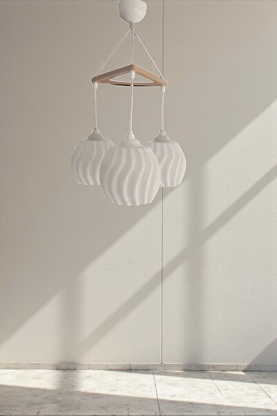 NrsnHome Modern Sarkıt Üçlü Bohem Avize ( 23x27 cm ) Bubble Serisi Salon Mutfak Oturma Odası Cafe Bar