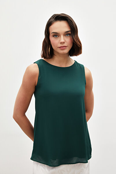 Sateen Bluză casual fără mâneci - smarald