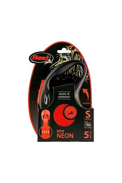 Flexi Neon Reflektörlü 5M Şerit Small Turuncu Otomatik Kedi Köpek Gezdirme Tasması