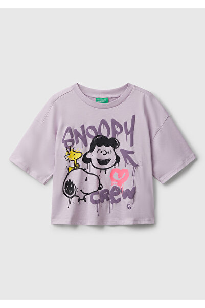 United Colors of Benetton Κοριτσίστικο μπλουζάκι από ζέρσεϊ σε λιλά χρώμα με ...