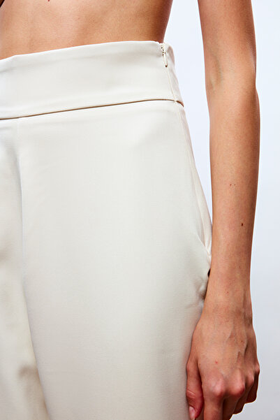 Sateen Corsage Detailed Trousers - Stone