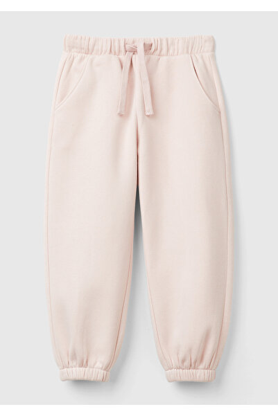 United Colors of Benetton Κοριτσίστικο ροζ σκόνη με λεπτομέρεια λογότυπου στην πλάτη και ελαστικό παντελόνι μέσης με κορδόνι