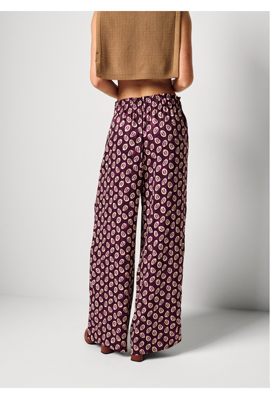 United Colors of Benetton Women's Pink Mix 100% Viscose Comfortable Cut Elastic Waist Trousers with Pockets