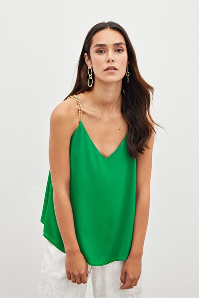 Sateen Πράσινη Casual Μπλούζα - Λουράκι με αλυσίδα