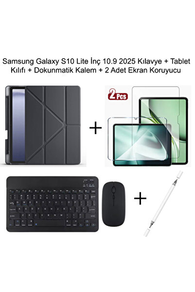 Yesnıce Samsung Galaxy S10 Lite 10.9 İnç Uyumlu Standlı Kılıf Ve Dokunmatik Kalem Ve Klavye ve Mouse