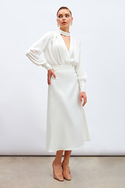 Sateen Сатенена пола с цепки - Екрю