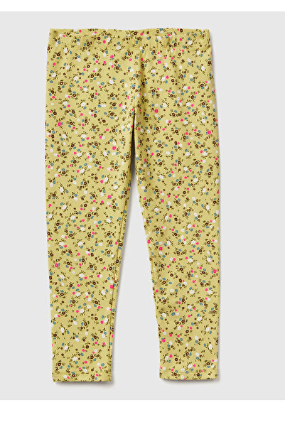 United Colors of Benetton Kız Çocuk Sarı Tamamı Baskılı Slim Fit Tayt