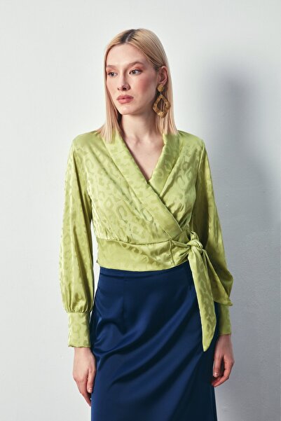 Sateen Σατέν Μπλούζα με Πλαϊνή Ζώνη - ΠΡΑΣΙΝΟ ΛΑΔΙ