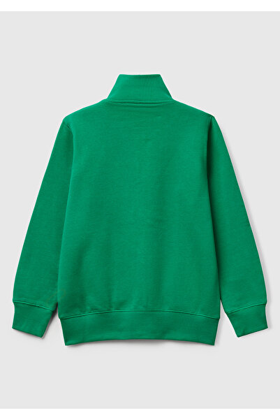 United Colors of Benetton Erkek Çocuk Yeşil Logolu Sweatshirt