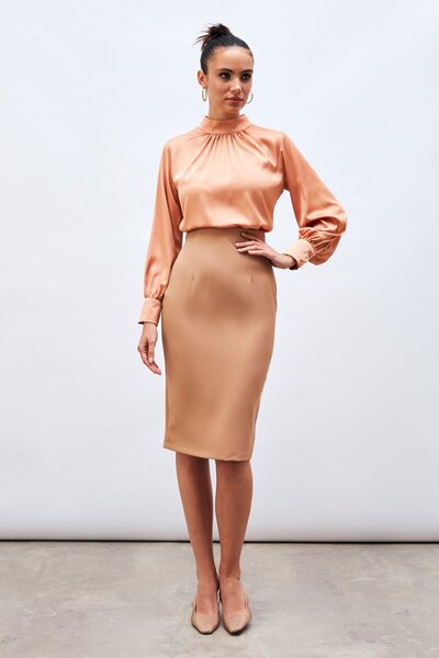 Sateen Пряма спідниця-олівець - Camel