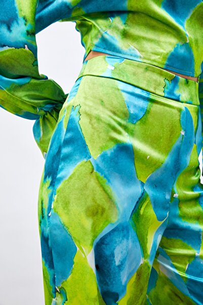 Sateen Штани з високою талією та візерунком - MAVİ