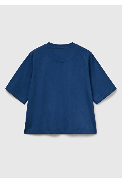 United Colors of Benetton Γυναικείο μπλουζάκι Indigo Blue 100% βαμβακερό μπλουζάκι με κουτιά