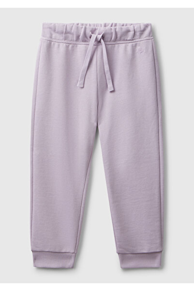 United Colors of Benetton Kız Çocuk Lila Logo İşlemeli Eşofman Altı