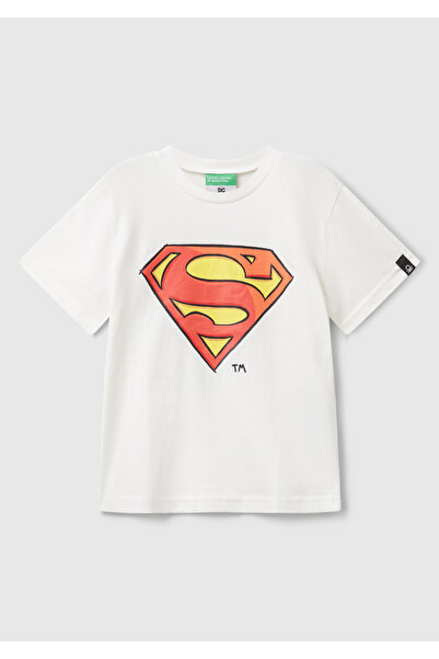 United Colors of Benetton Μπλουζάκι από ζέρσεϊ για αγόρια σε εκρού χρώμα με τ...