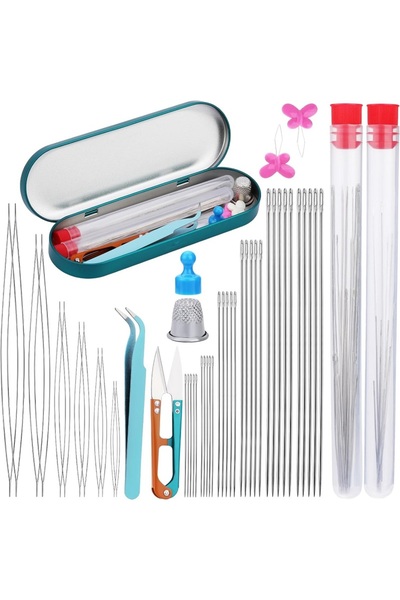 Choice4 type5-51pcs KRABALL Beading Needles Set Long Straight and Big Eye Bea...