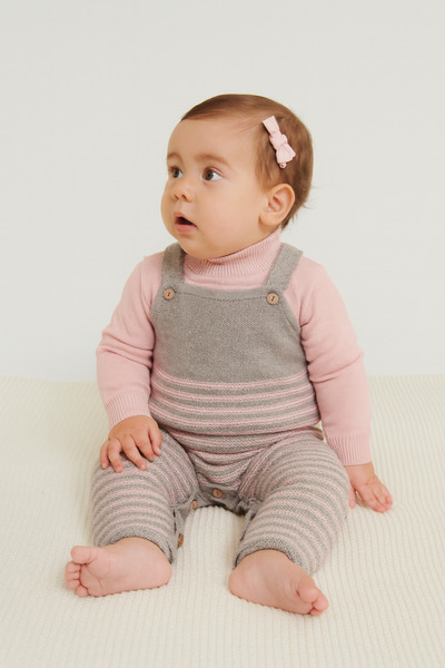 Minora Anthracite Knitwear Baby Salopet - Strappy, Gray-Pudr