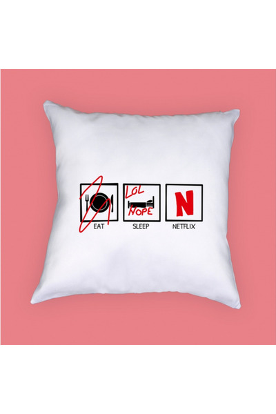 specialgift Personalized Pillow Eat - Sleep - Netflix