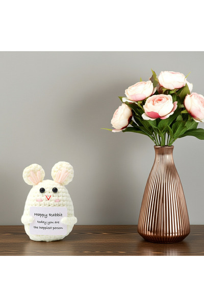 OEM Mascotă croșetată, model iepure, Iepure pozitiv, cadou aniversar cu mesaj...