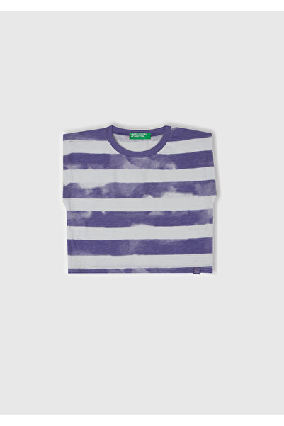 United Colors of Benetton Tricou fără mâneci pentru fetiță, cu dungi mov, cu ...