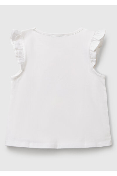 United Colors of Benetton Κοριτσίστικο μπλουζάκι με μανίκια με στάμπα στο μπροστινό μέρος