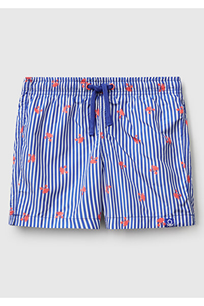 United Colors of Benetton Pantaloni scurți de baie pentru băiat, Blue Mix, cu model, cu șnur și buzunar la spate