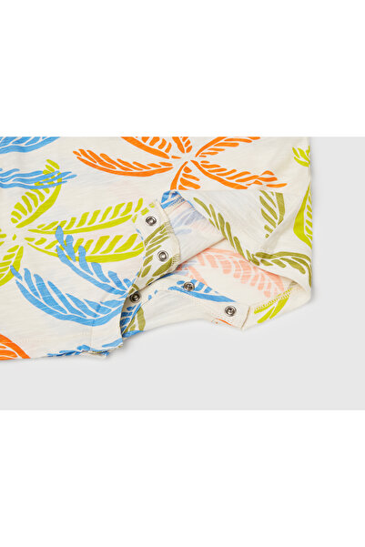 United Colors of Benetton Baby Colorful Mix All Patterned Front Button Detailed Hidden Snap Jumpsuit