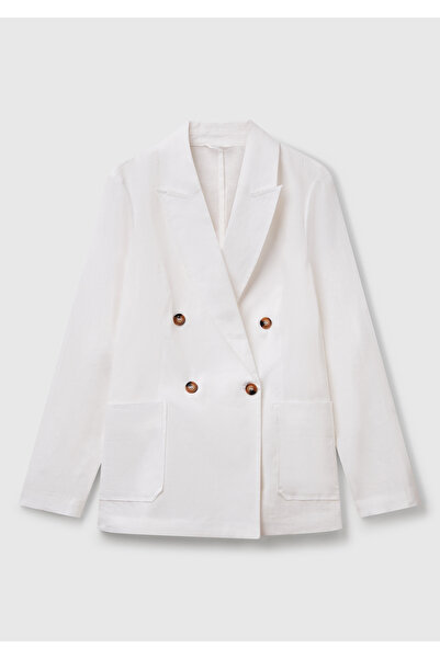 United Colors of Benetton Jachetă albă 100% in pentru femei