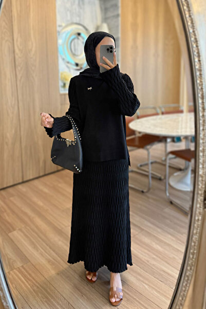 Ka Hijab Lady Skirted Mercerized Suit - Black