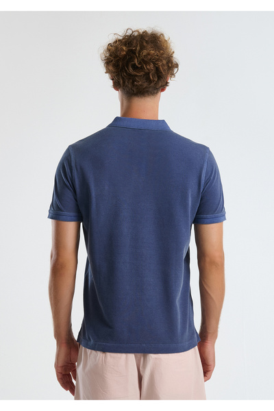 United Colors of Benetton Ανδρικό μπλουζάκι πόλο Indigo 100% Organic Koton Regular Fit