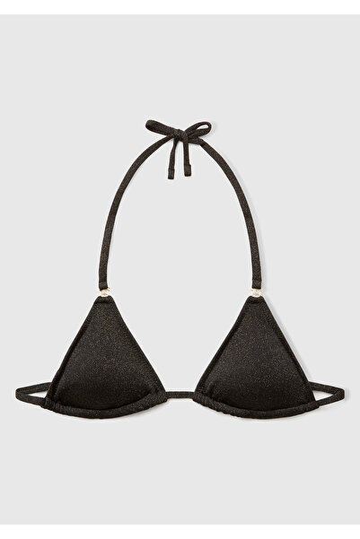 United Colors of Benetton Γυναικείο μπλουζάκι μπικίνι με λαιμόκοψη και μέση με μαύρο γκλίτερ