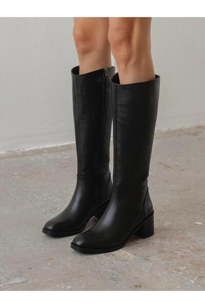 ECENİN BUTİĞİ Rugani Siyah   Hakiki Deri   Çizme