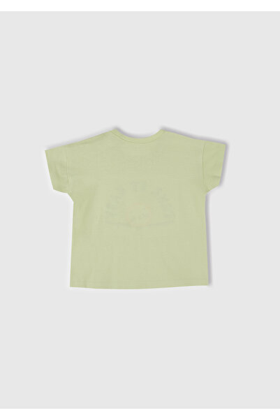 United Colors of Benetton Baby Water Green Appliqued and Printed Crew Neck T-Shirt