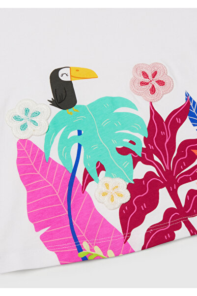 United Colors of Benetton Tricou cu mânecă kimono cu detaliu din croșetat alb pentru fetiță