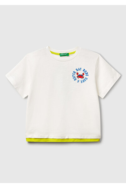 United Colors of Benetton Αγορίστικο Μπλουζάκι 3SLUG10JF Κρεμ