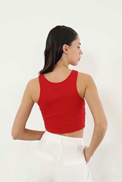 Genel Markalar Askılı Kaşkorse Crop-kırmızı