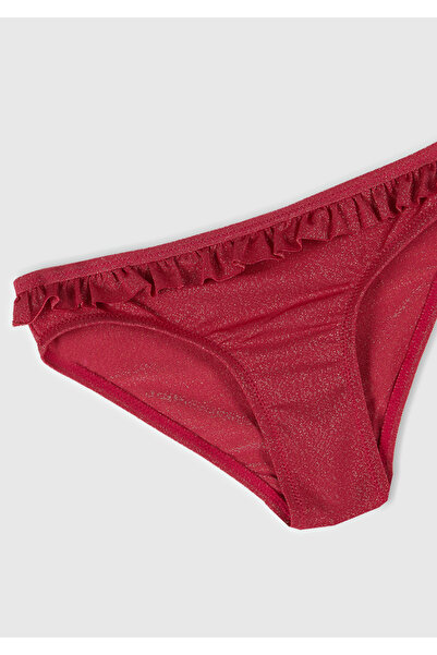 United Colors of Benetton Κοριτσίστικο Φούξια Ασημί βολάν Λεπτομερές σετ μπικίνι με λουράκι λαιμού